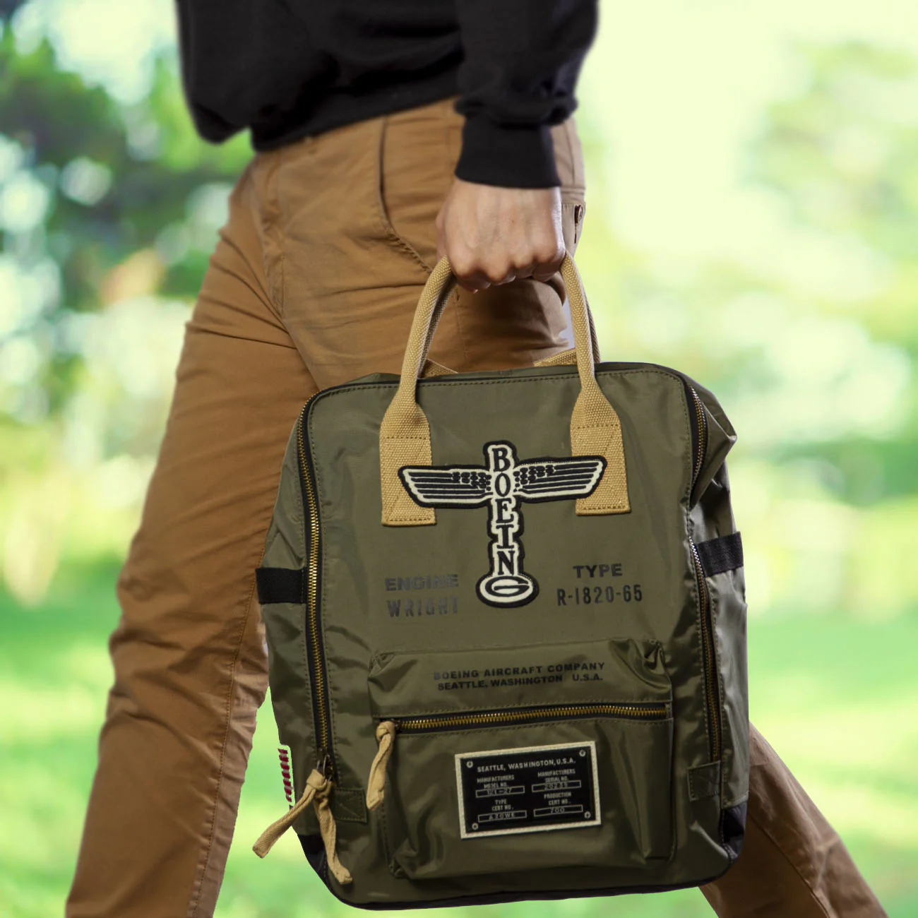 Red Canoe Boeing Airplane Logo Backpack - Image 4