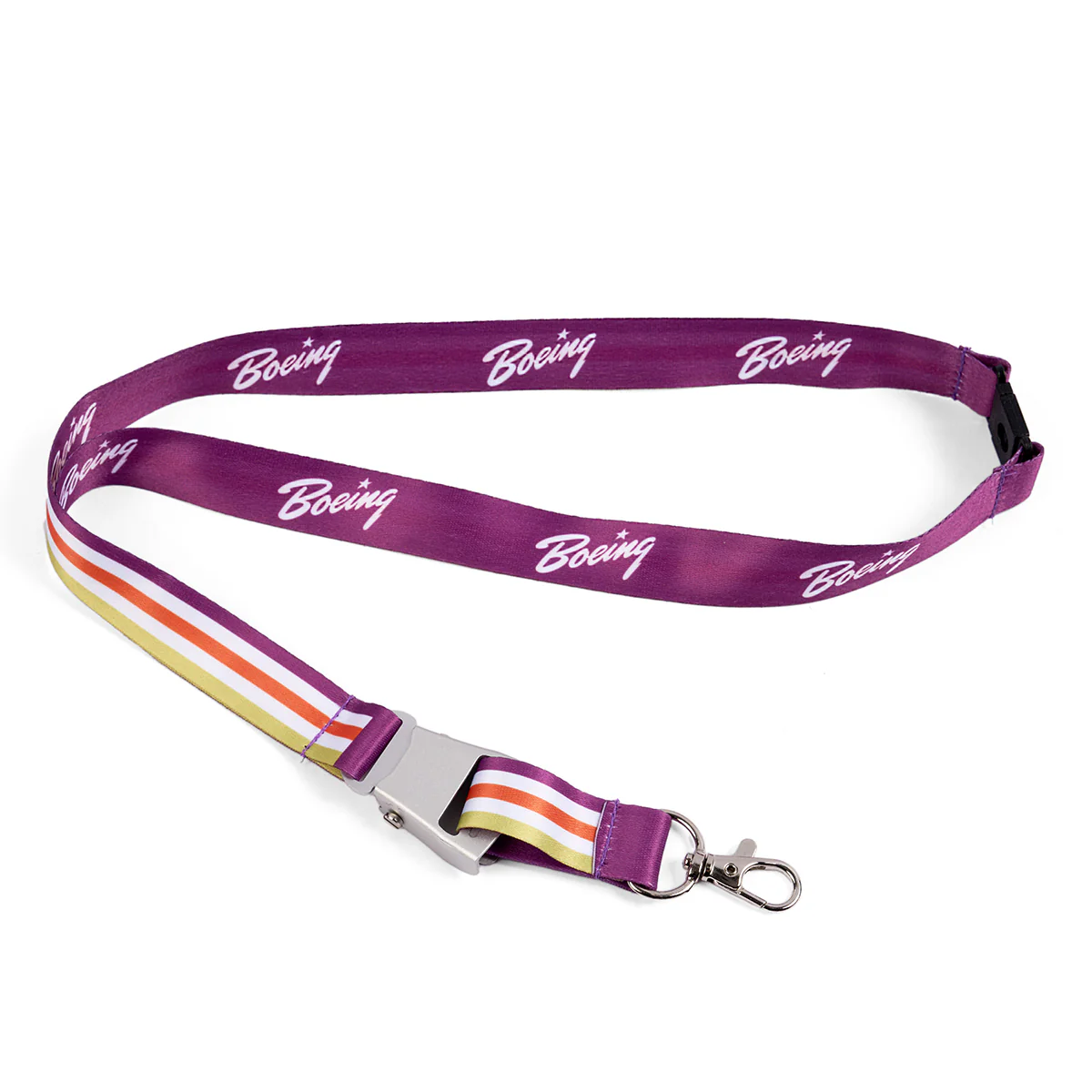 Boeing Heritage Script Purple Seat Belt Buckle Lanyard