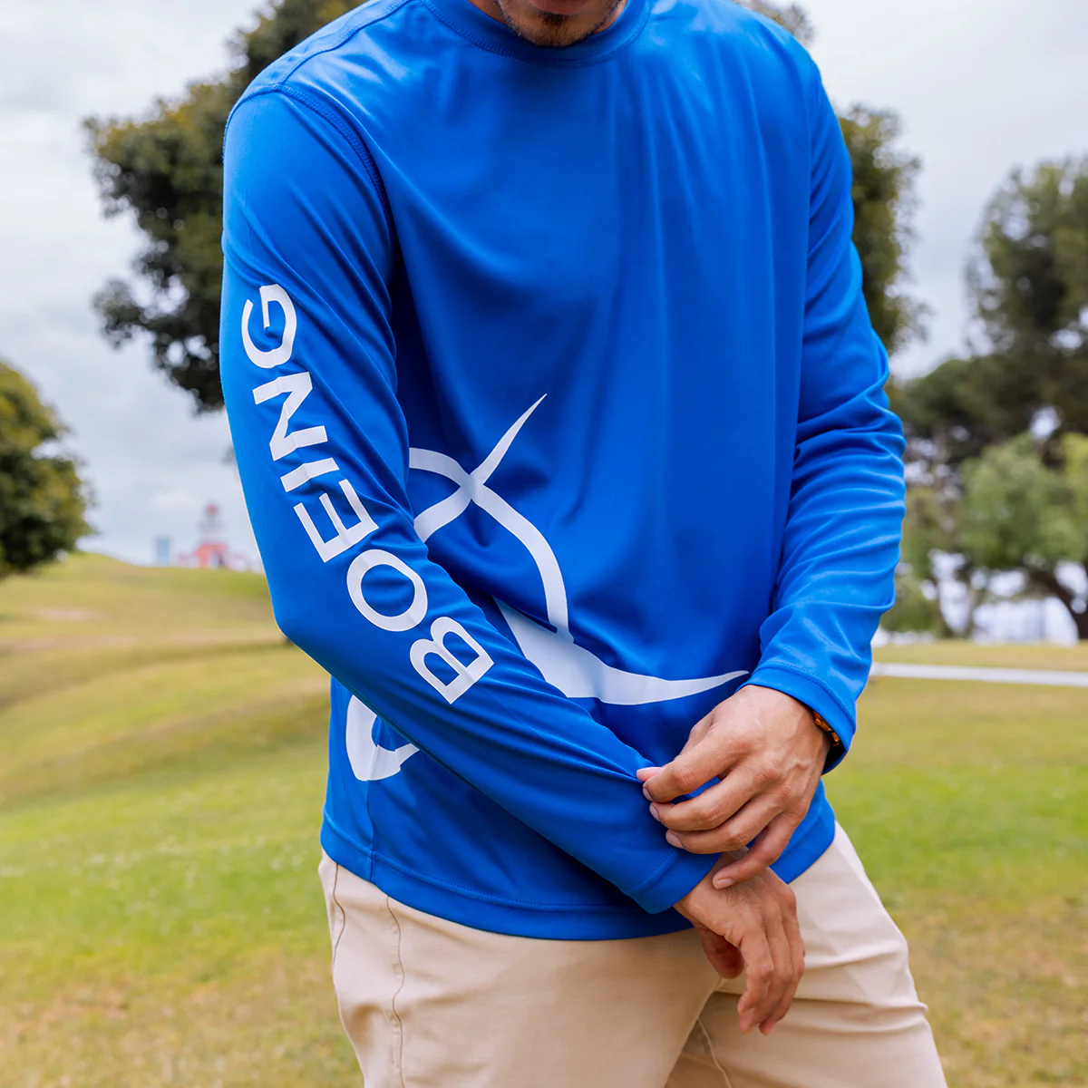 Boeing Symbol Logo Men's UV Long Sleeve T-Shirt - Image 6