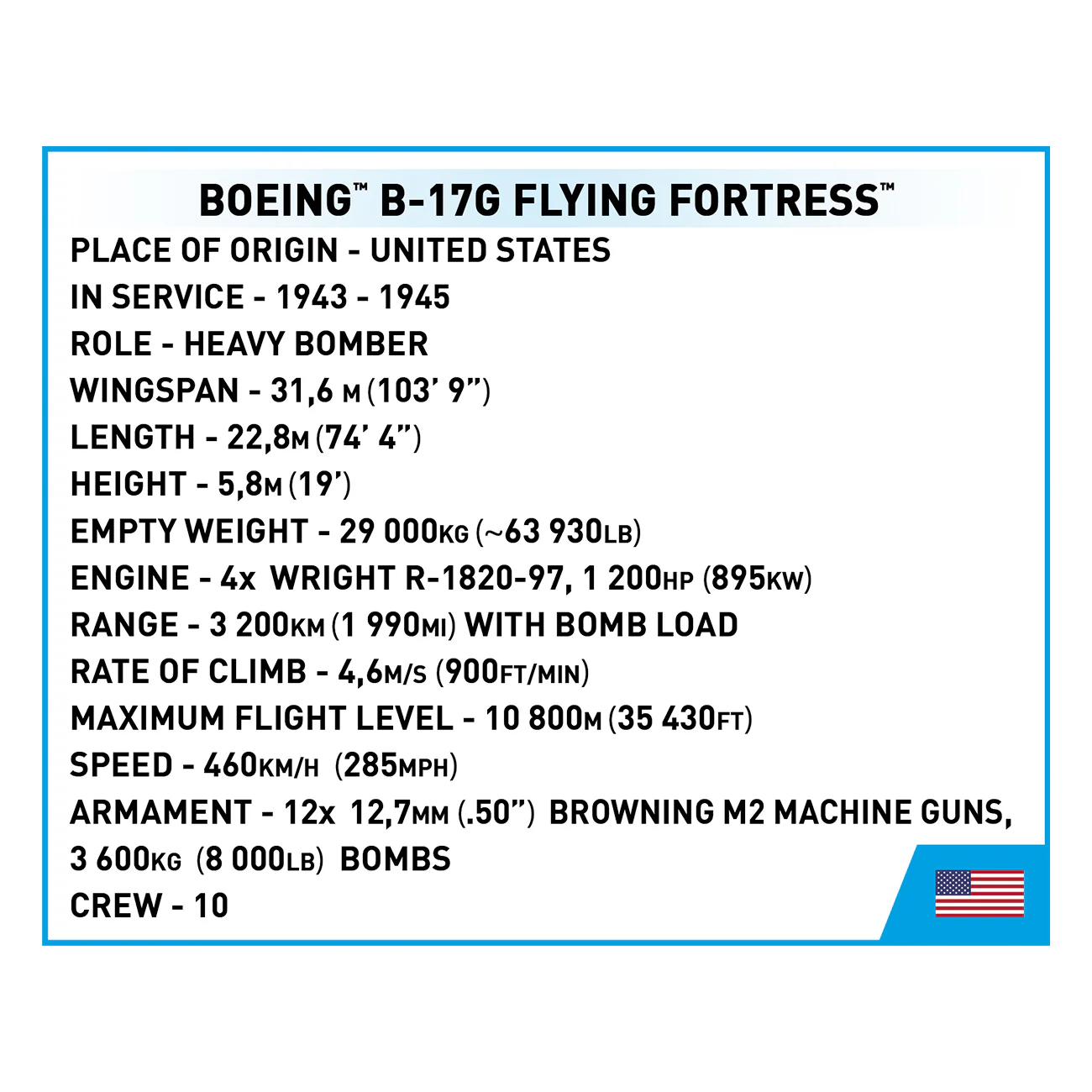 COBI Boeing B-17 Flying Fortress 1:48 Building Kit - Image 6